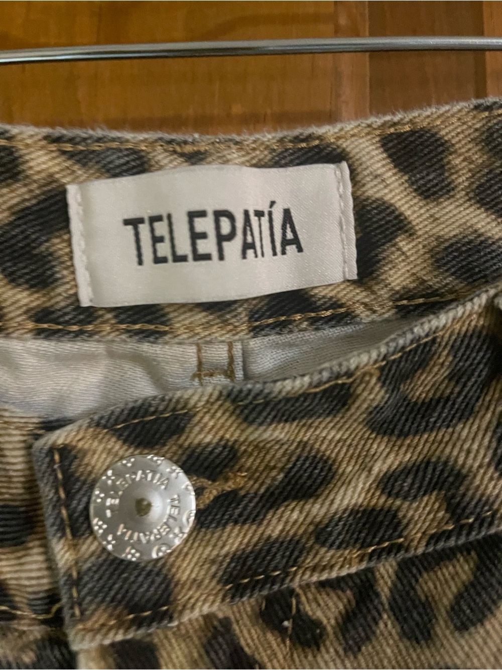 Teleparia Women's Leopard Print Wide Leg Jeans - Brown/Black - Picture 3 of 3